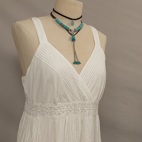 Bohemian White Cotton Dress Summer Flowing Maxi - Picture 2 of 8